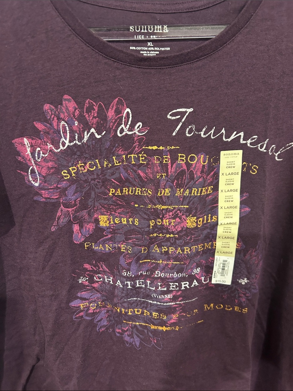 Sonoma Burgundy Short-Sleeve Graphic Tee with Gold Accents - Picture 4 of 6